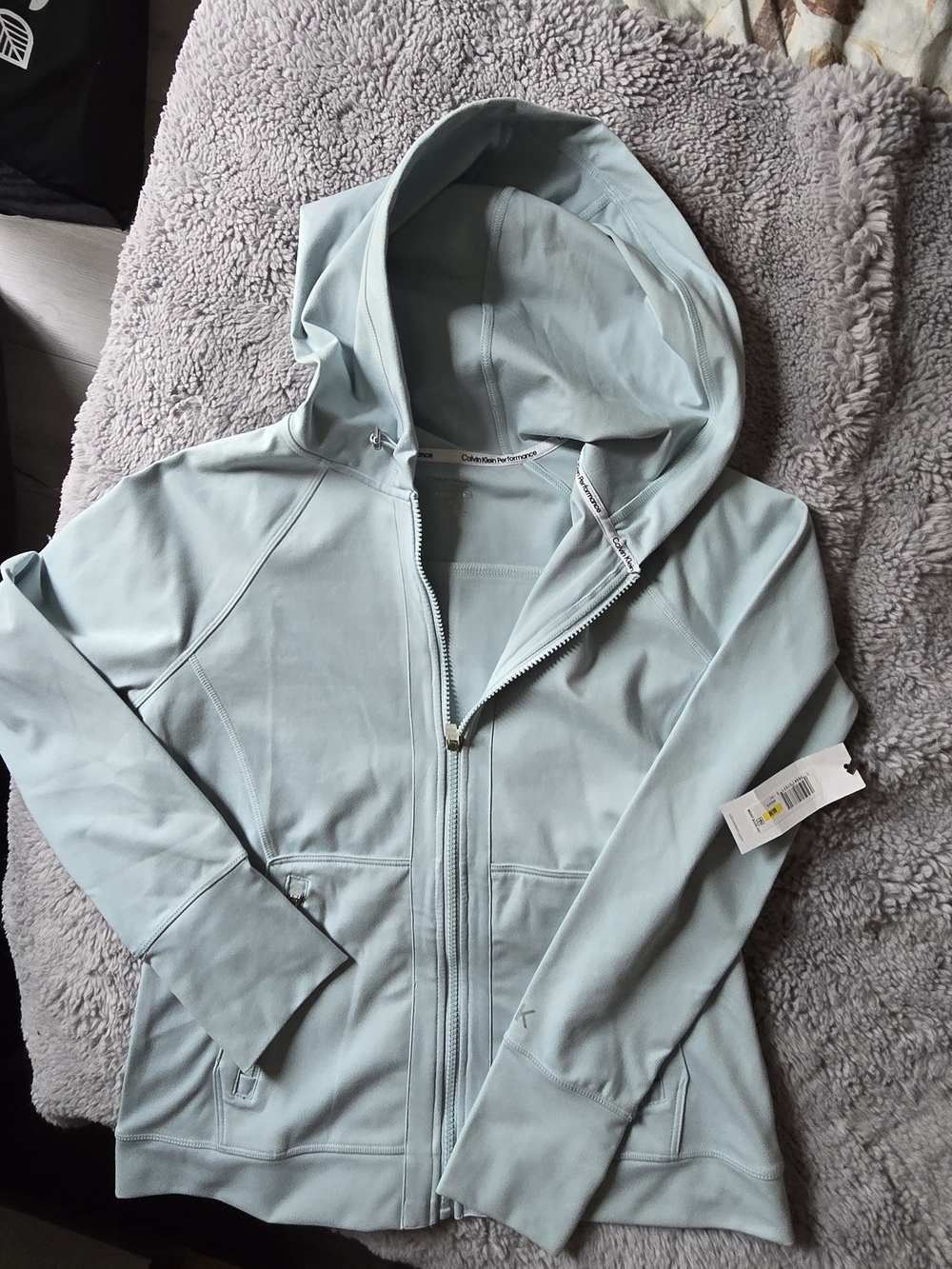 Calvin Klein Performance Pale Blue Hooded Utility Jacket